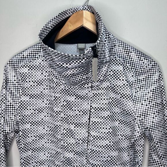 Bench Black & White Checkered Zip Up Sweater Size M - Picture 2 of 10